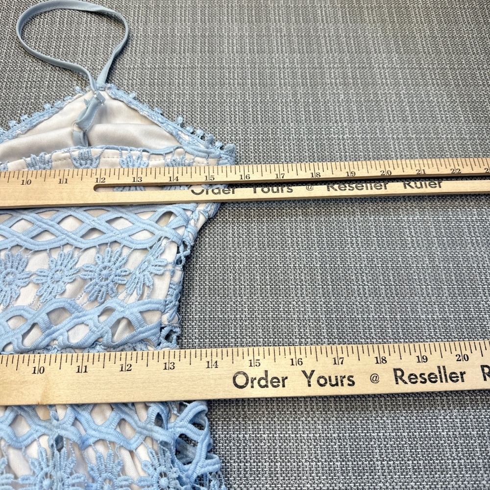 Fairycore Babydool Blue Crochet Lace Dress size Medium‎ Tiered Feminine Romantic - Picture 8 of 10